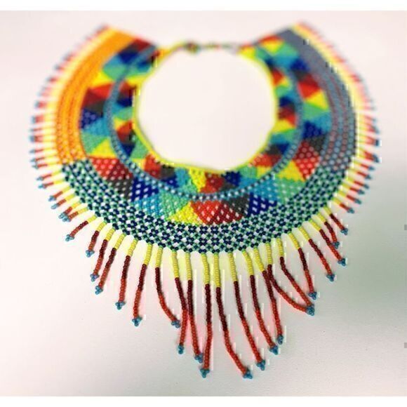 New Beautiful Handmade Colorful Beaded Mexican Collar Necklace - Picture 2 of 7